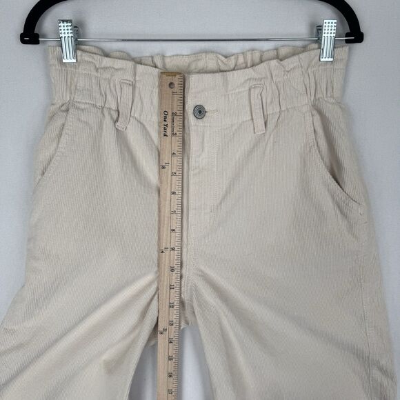 American Eagle Pants Womens‎ 2 Ivory Corduroy Barrel Leg Paperbag Waist Stretch - Picture 14 of 16